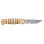HELLE NORWAY ARV 14 CLASSIC VERSATILE 3.5"BLADE SHEATH KNIFE WITH CURLY BIRCH, LEATHER & STAGHORN HANDLE (RETIRED MODEL)
