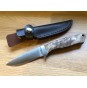 Whitby Knives 3.5" Stainless Steel Blade & Walnut Handle Sheath Knife with Brown Leather Sheath