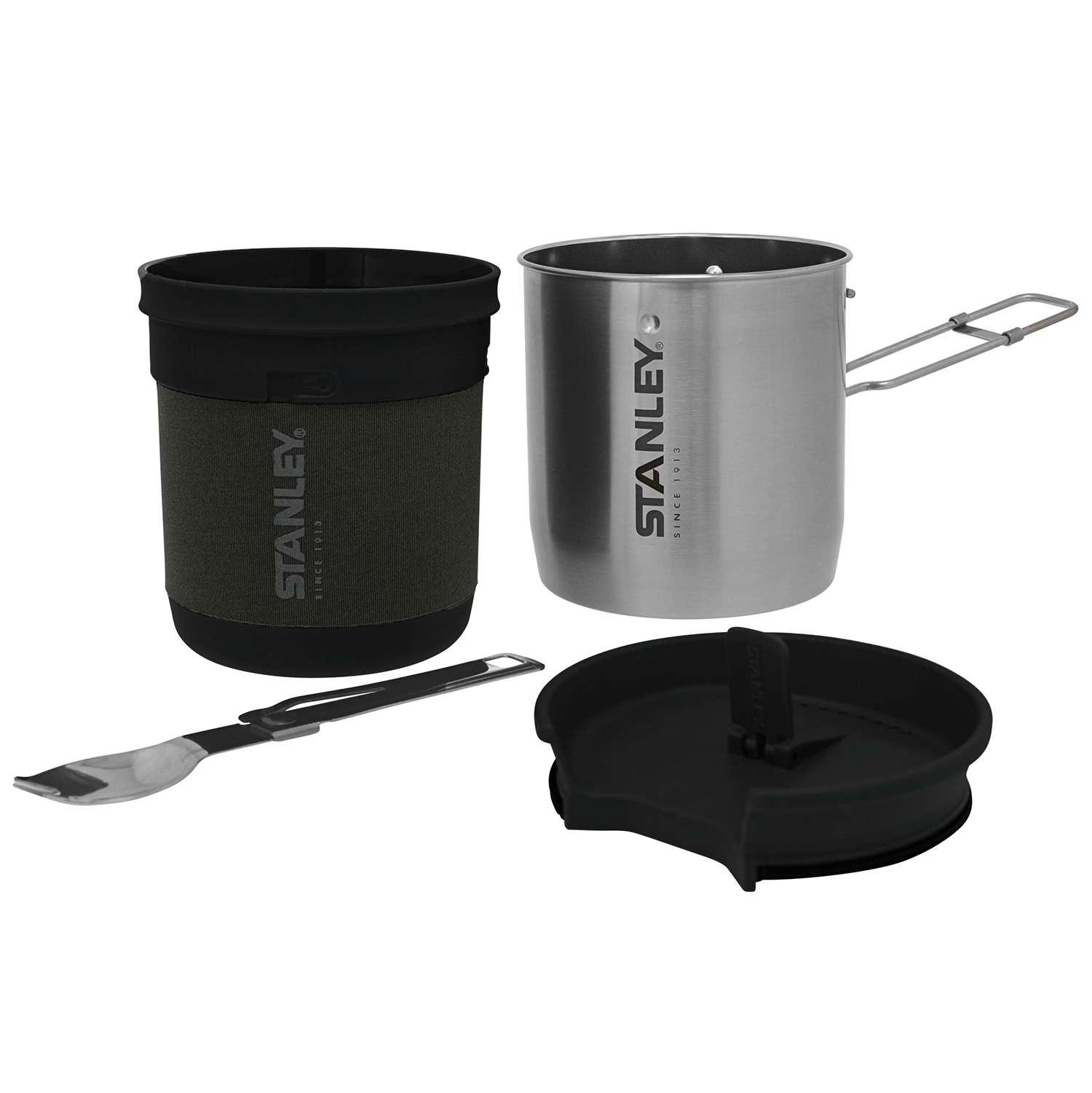 Stanley Adventure Stainless Steel Camping Cooking Set for Two 1.0L / 1.1 QT  with Bowls and Sporks - 6 Piece Camp Cook Set - Stainless Steel Pot with