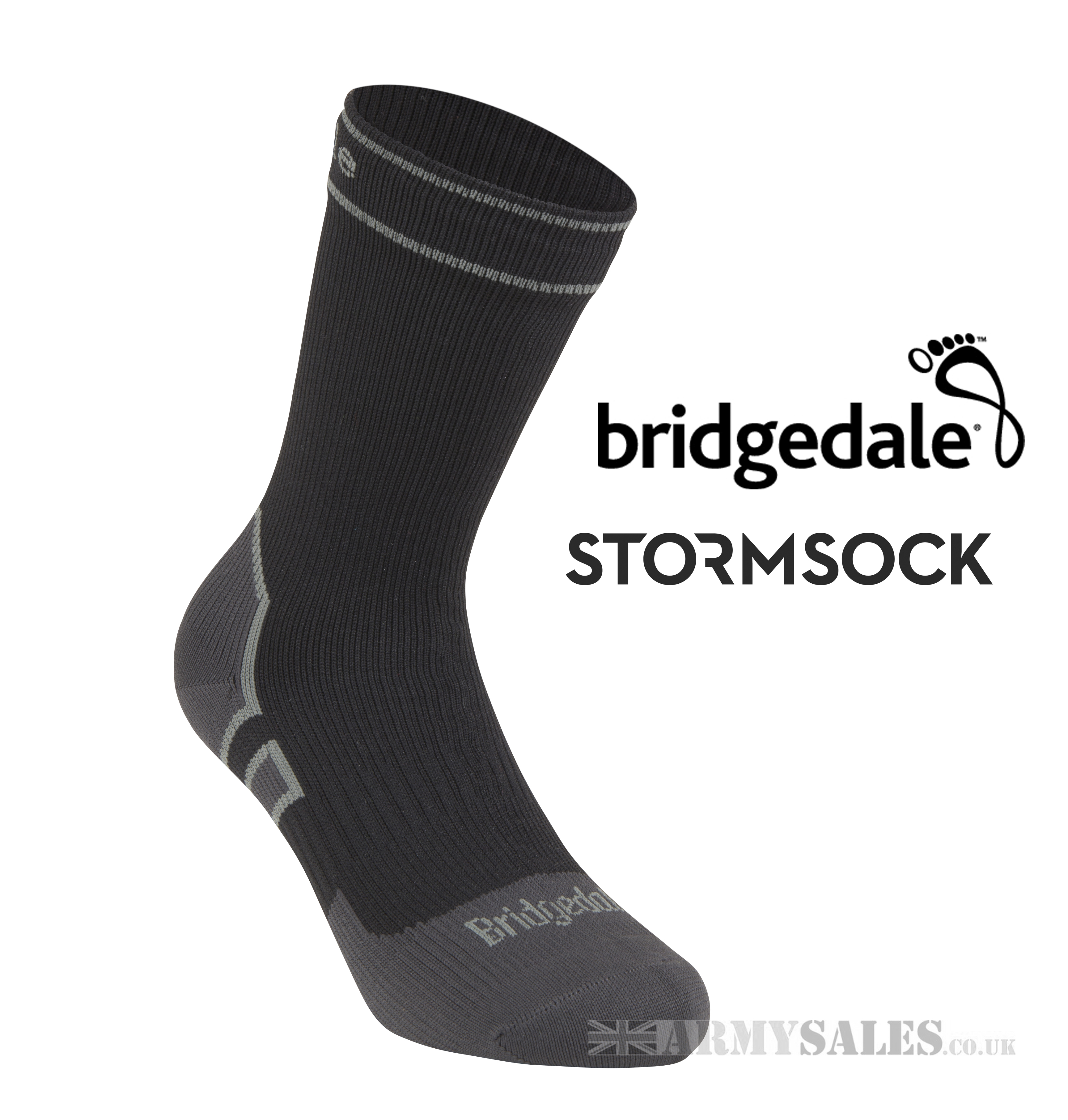 Olive/Black XL Bridgedale StormSock Heavyweight Boot Length Waterproof Hiking Sock 